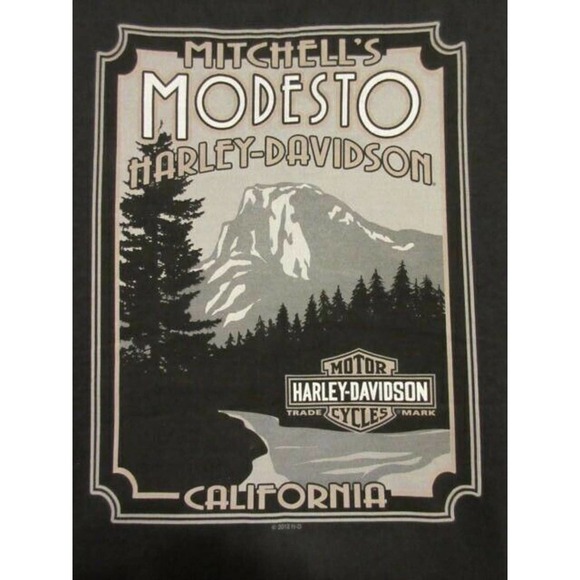 Mitchell's Modesto CA Harley Davidson Black Full Chrome Muscle Tank Shirt Mens M - Picture 8 of 12